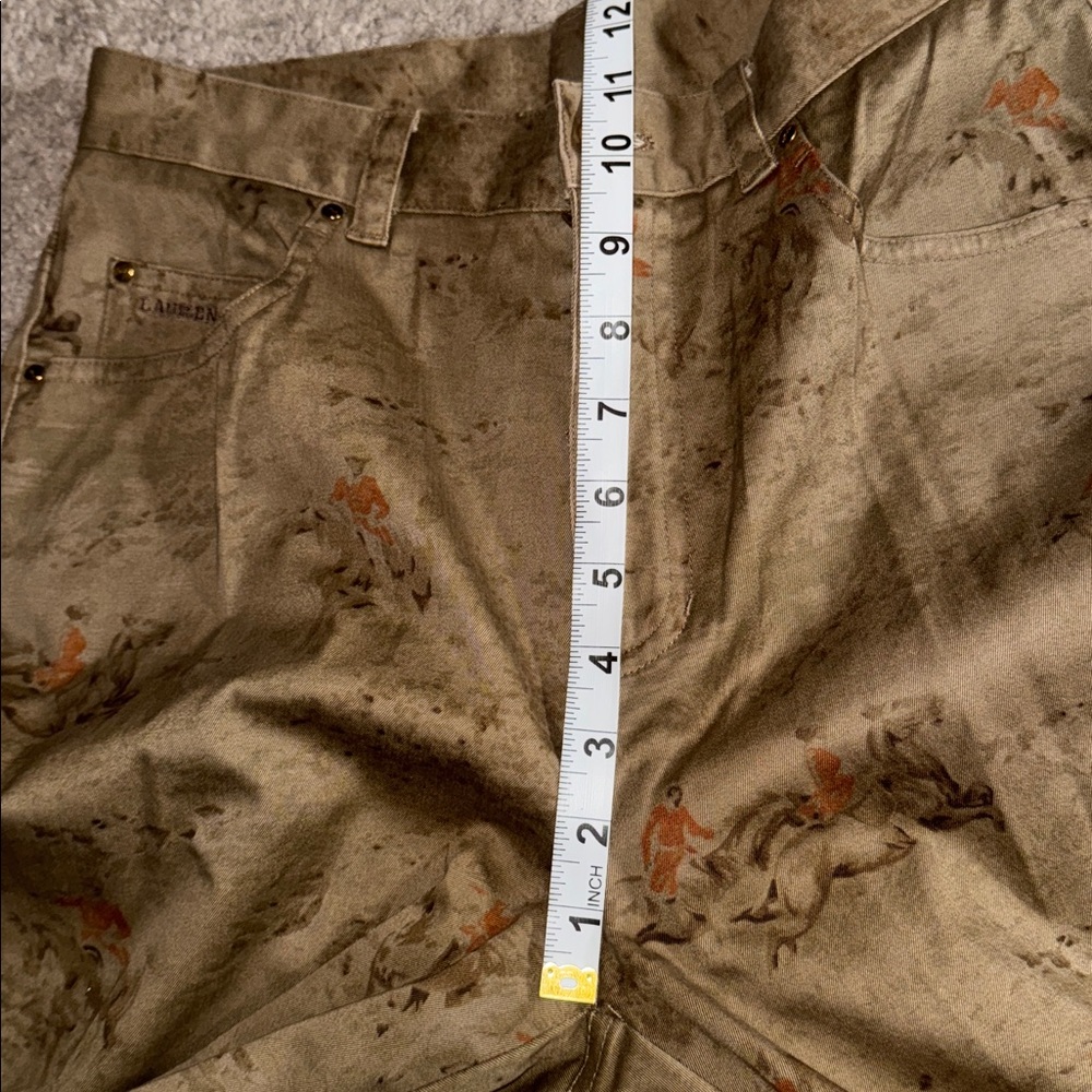 Vintage Lauren Ralph Lauren Pants Womens 4 Tan Equestrian Polo Club Oxford Print - Picture 8 of 10